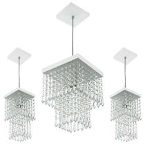 Kit 1 Pendente Cristal Acr Marry + 2 Pendentes Spark Branco