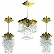 Kit 1 Pendente Cristal Acr Marry + 2 Pendentes Spark Dourado Kit 1 Pendente Cristal Acr Marry + 2 Pendentes Spark Dourado
