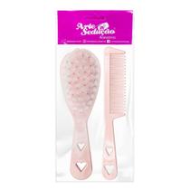 Kit 1 Pente E 1 Escova Infantil Cerdas Macias Para Bebê