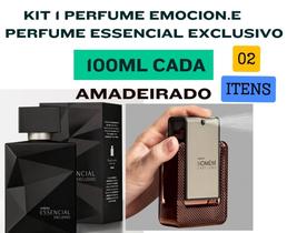 Kit 1 perfume Essencial Exclusivo 100ML + 1 perfume Emocion.e 100ML (2 itens) Amadeirado.