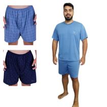 Kit 1 Pijama Masculino Adulto E 2 Cuecas Short Samba Canção