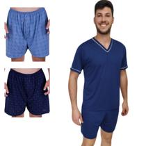 Kit 1 Pijama Masculino Adulto E 2 Cuecas Short Samba Canção