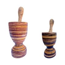Kit 1 Pilão G(20CM) e1 Pilão M(15CM) em madeira socador alho - RODRIGUES CAMPOS
