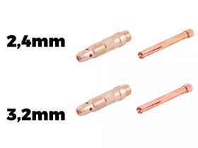 Kit 1 Pinça Tig 2,4mm 10N24 + 1 Pinça Tig 3,2mm 10N25 + 1 Porta Pinça Tig 2,4mm 10N32 + 1 Porta Pinça Tig 3,2mm 10N28