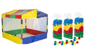 Kit 1 piscina de bolinhas 2x2 premiun colorida + saco c/ 600 bolinhas coloridas / o combo perfeito - valentina briquedos - Valentina Brinquedos
