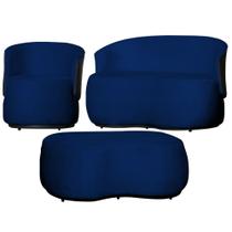 Kit 1 Poltrona 1 Namoradeira e 1 Puff Grande Orgânico Beatriz Tecido Veludo Composê Em material sintético Preto - Estopar