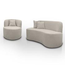Kit 1 Poltrona Com Sofá Curvo 2 Lugares Feijão Forma Orgânica 1,50 Bouclé Maranata Kit 1 Poltrona Com Sofá Curvo 2 Lugares Feijão Forma Orgânica 1,50 Bouclé Maranata