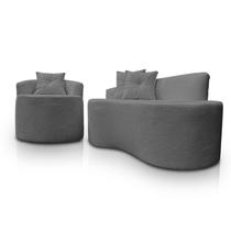 Kit 1 Poltrona Com Sofá Curvo 2 Lugares Feijão Forma Orgânica Bouclé Kit 1 Poltrona Com Sofá Curvo 2 Lugares Feijão Forma Orgânica Bouclé