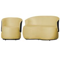 Kit 1 Poltrona e 1 Namoradeira Decorativa Beatriz Suede Composê material sintético Preto - Estopar