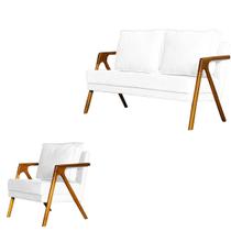 Kit 1 poltrona Mona Luxo + Namoradeira Mona Luxo Recepçãoo - Corvim Branco Kit 1 poltrona Mona Luxo + Namoradeira Mona Luxo Recepçãoo - Corvim Branco