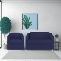 Kit 1 Poltrona + Namoradeira Bia Decorativa Reforçada Recepção Clínica Salão Sala de Estar Suede