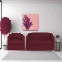 Kit 1 Poltrona + Namoradeira Bia Decorativa Reforçada Recepção Clínica Salão Sala de Estar Suede