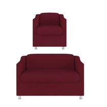 Kit 1 Poltrona + Namoradeira Bia Decorativa Reforçada Recepção Clínica Salão Sala de Estar Suede Marsala Kit 1 Poltrona + Namoradeira Bia Decorativa Reforçada Recepção Clínica Salão Sala de Estar Suede Marsala