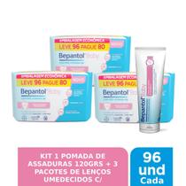 Kit 1 Pomada Assadura + 3 Lenços Umedecidos 96un - Bepantol