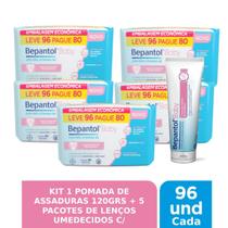 Kit 1 Pomada Assadura + 5 Lenços Umedecidos 96un - Bepantol Kit 1 Pomada Assadura + 5 Lenços Umedecidos 96un - Bepantol