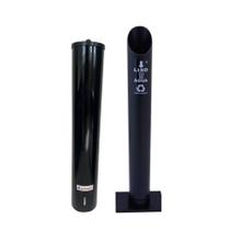 Kit 1 Porta Copo Descartável Água 200ml Dispenser + 1 Coletor Lixeira Pvc