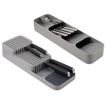 Kit 1 Porta Talher e 1 Organizador de Facas em Plástico com Dupla Camada e Divisórias