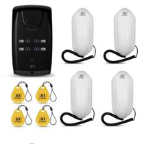 Kit 1 porteiro coletivo 4000 id + 4 interfone + 4 chaveiro jfl