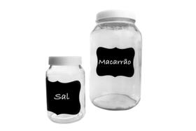 kit 1 pote de 3 litros e 1 pote de 600 ml com lousa adesiva + giz - G.G.ABC