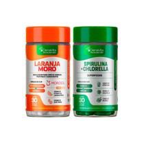 Kit 1 Pote Extrato Laranja Moro, Cromo, Café Verde 3x1 + 1 Pote Spirulina com Chlorela, 2x1, Superfoods 30 Cápsulas - Denavita