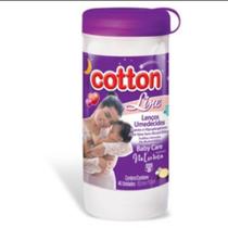Kit 1 Pote Lenço Umedecido Cotton Line Baby Care Noturno Aloe Vera - 40un