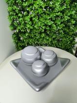 *kit 1 prato com 3 bolas em cerâmica fosca para decorações diversas - Art Presentes