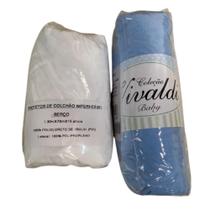 Kit 1 Protetor Impermeável E 1 Lençol De Berço Em Malha 100% Algodão