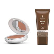 Kit 1 Protetor Solar Episol Color FPS 50 Pó Compacto Cor Tom 4 Médio Escuro 10g
