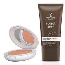 Kit 1 Protetor Solar Episol Color Pele Negra T5 FPS 70 Loção com Efeito de Base 40g