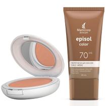 Kit 1 Protetor Solar Episol Color Tom 3 Médio FPS 50 Pó Compacto 10g