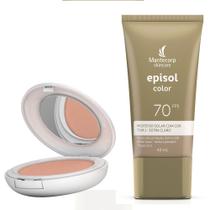 Kit 1 Protetor Solar Episol Color Tom Claro 2 FPS 50 Pó Compacto 10g