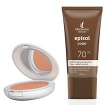 Kit 1 Protetor Solar Episol Color Tom Médio Escuro T4 FPS 70 Loção com Efeito de Base 40ml