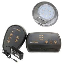 Kit 1 Refletor LED Piscina RGB 9W Inox + Central Compacta.