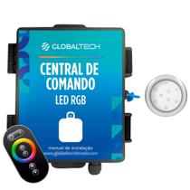 Kit 1 Refletor LED Piscina RGB 9W Inox + Central Touch
