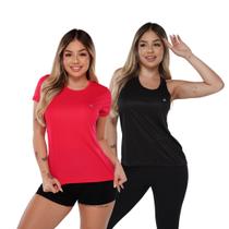 Kit 1 Regata + 1 Camiseta Feminina Dry Fit Fitness Academia