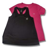 Kit 1 Regata + 1 Camiseta Feminina Dry Fit Fitness Academia - FORÇA DO SOL