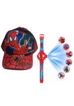 Kit 1 Relógio Infantil Digital com luz Boné Homem Aranha