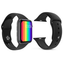 Kit 1 Relógio Inteligente SmartWatch IWO12 Lite Preto Android iOS + 1 Pulseira Silicone Preto