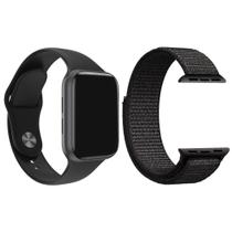 Kit 1 Relógio Inteligente SmartWatch W8 Lite Plus Preto + 1 Pulseira Extra Nylon Preto