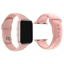 Kit 1 Relógio Inteligente SmartWatch w8 Lite Plus Rosa + 1 Pulseira Extra Silicone Rosa