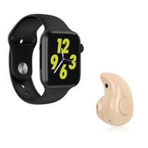 Kit 1 Relógio Inteligente Smartwatch w8 LITE Preto Android iOS + 1 Mini Fone