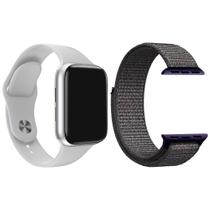 Kit 1 Relógio Inteligente SmartWatch W9 Lite Branco Android iOS + 1 Pulseira Extra Nylon Azul Marinho