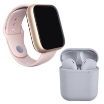 Kit 1 Relógio SmartWatch A1 Pro Plus Rosa + 1 Fone Bluetooth i19 Cinza - 42mm Smart Bracelet