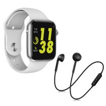 Kit 1 Relógio SmartWatch w8 LITE Branco Android iOS + 1 Fone Bluetooth S6 Preto