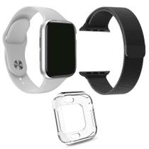 Kit 1 Relógio SmartWatch w8 Lite Plus + 1 Pulseira Aço Milanese + 1 Case Silicone