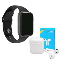 Kit 1 Relógio SmartWatch w8 Lite Plus Preto Troca Pulseira + Fone Bt i11 Pro TWS