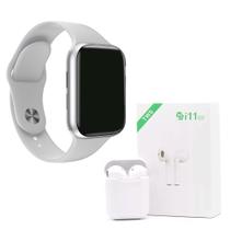 Kit 1 Relógio SmartWatch w8 Lite Plus Rosa Troca Pulseira + Fone i11 TWS Branco