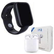 Kit 1 Relógio SmartWatch Z6 Preto + 1 Fone Bluetooth i12 TWS - Smart Bracelet