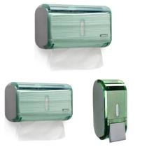 Kit 1 Saboneteira Verde + 2 Toalheiros Verde Kit 1 Saboneteira Verde + 2 Toalheiros Verde