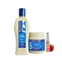 Kit 1 Shampoo 1 Banho creme Brilho Natural Neutro 250 ml + Presente Lourre 15ml